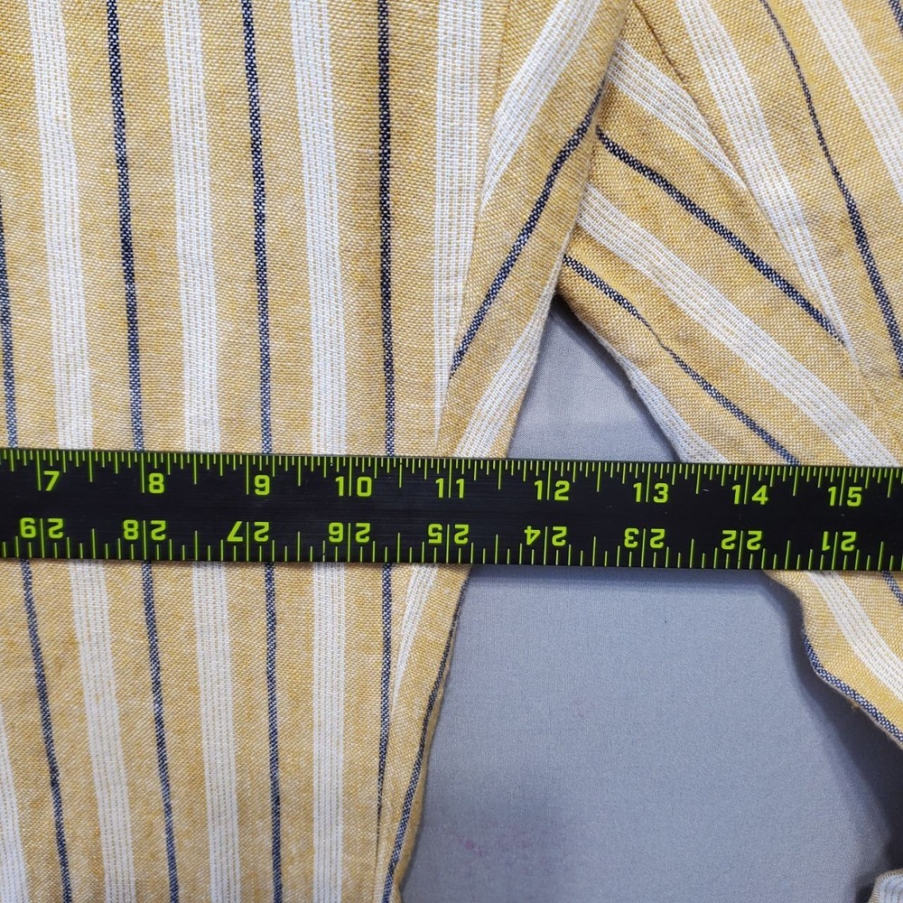 Per Se Linen Blend Striped Pants Womens L Yellow White Drawstring Casual Resort - Picture 12 of 13